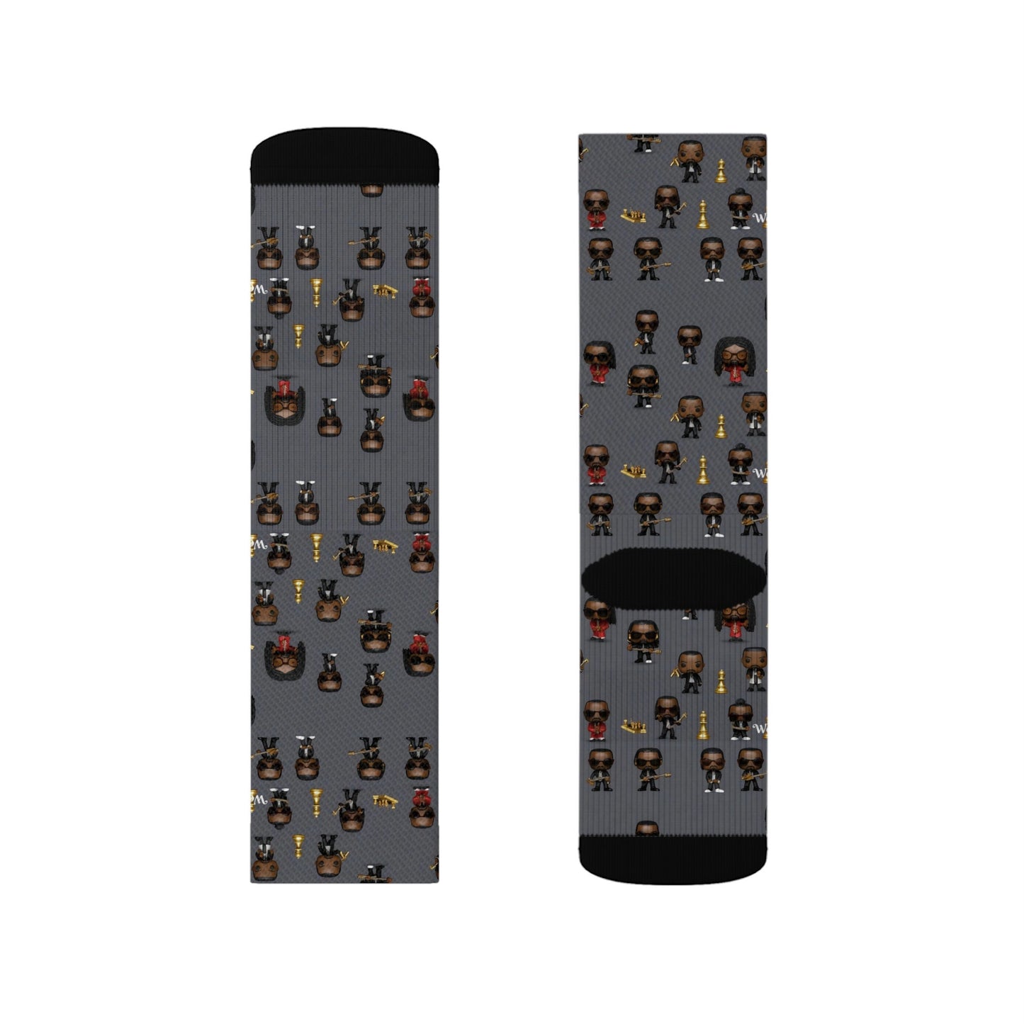 R&RH Grey Caricature Toon Sublimation Socks