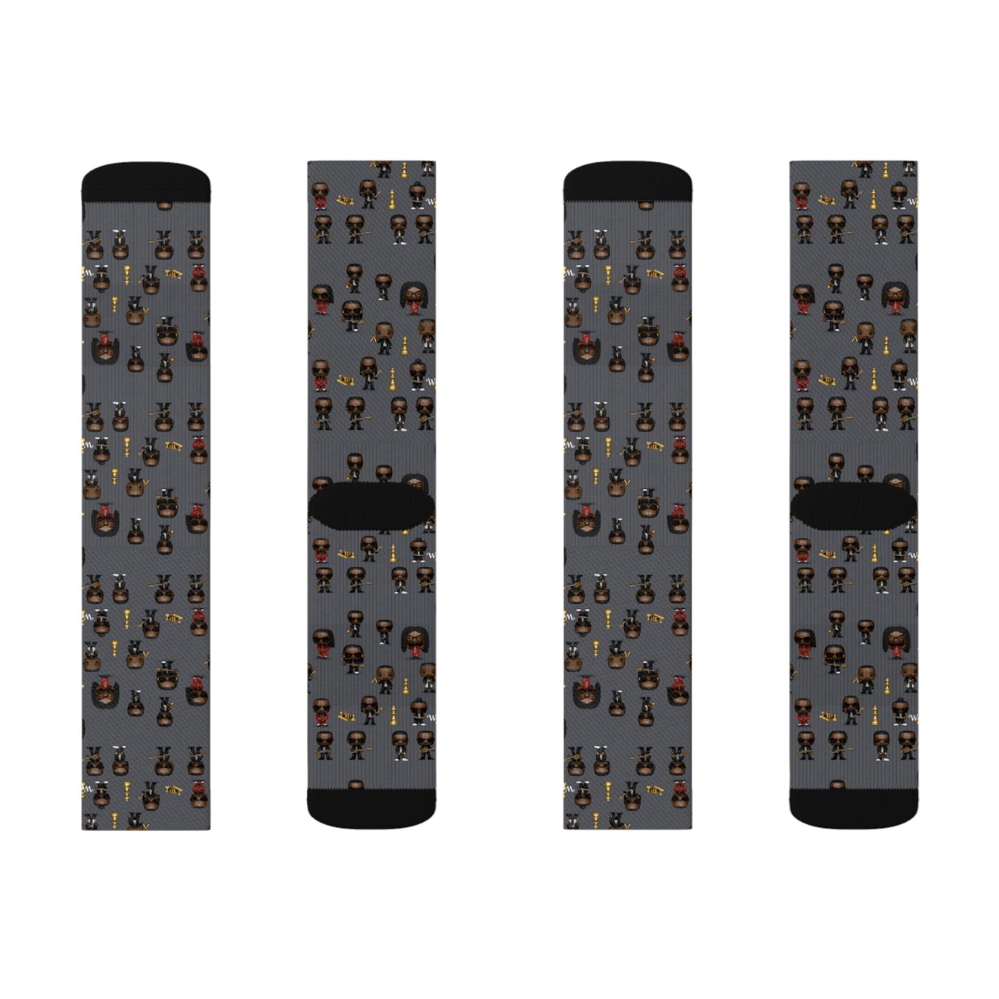 R&RH Grey Caricature Toon Sublimation Socks