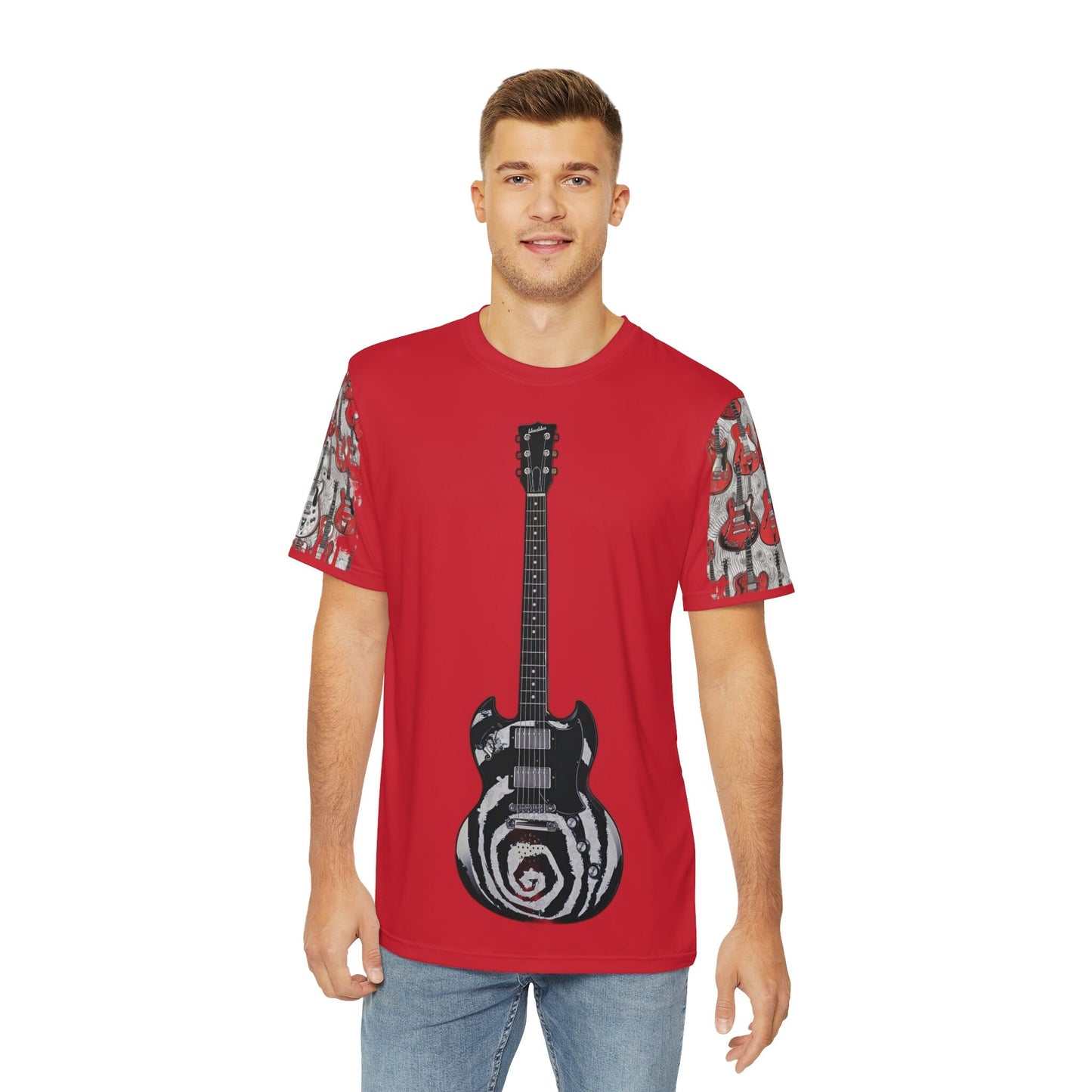 R&RH Men's Red Guitars Polyester Tee