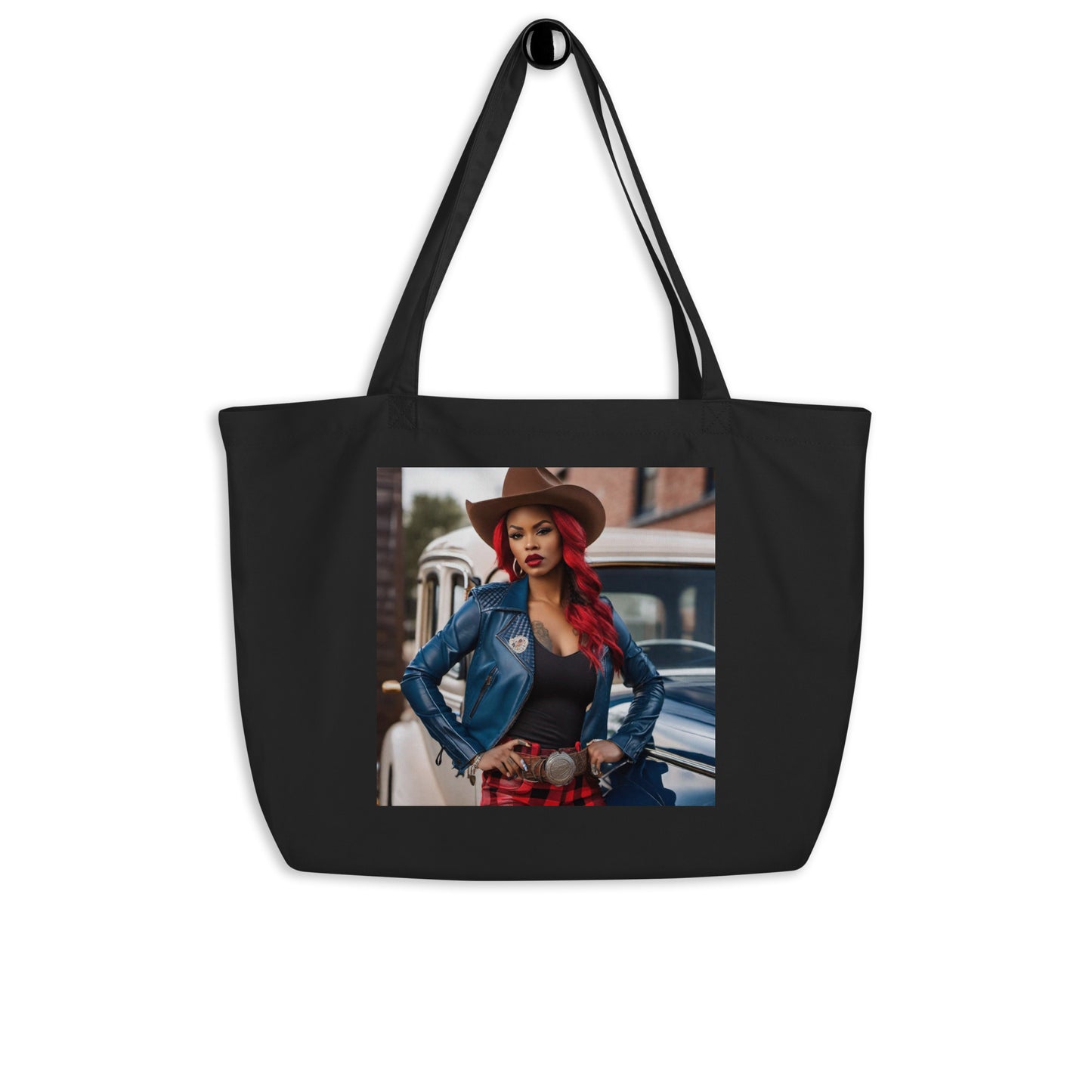 R&RH Sophisticated Woman large black organic tote bag