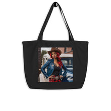 Load image into Gallery viewer, R&amp;RH Sophisticated Woman large black organic tote bag
