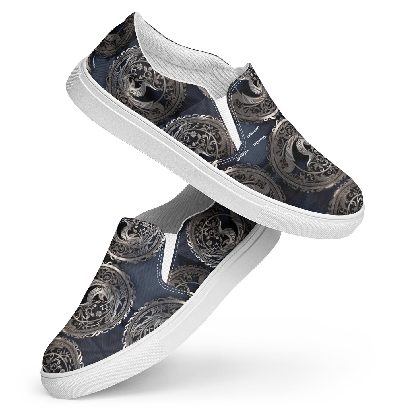 R&RH men’s blue grey slip-on canvas shoes