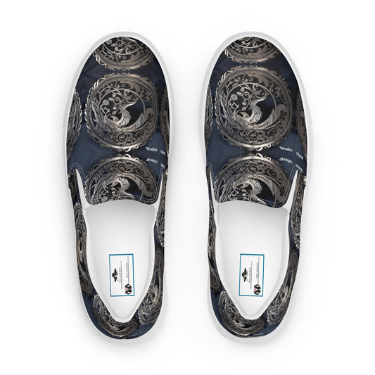 R&RH men’s blue grey slip-on canvas shoes