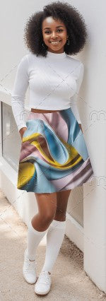 R_RH Abstract Women's Skater Skirt