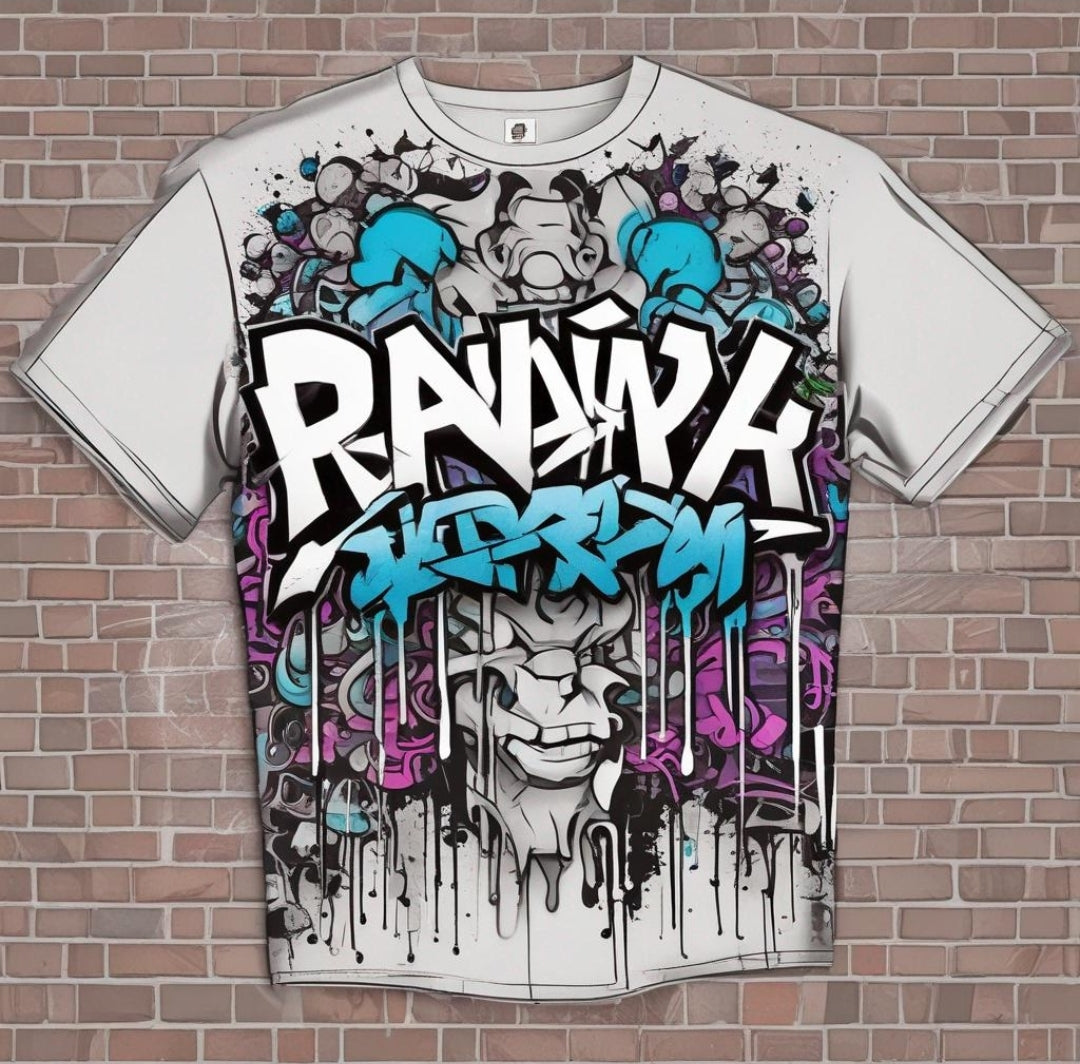 Men's Graffiti-style Gray T-shirt