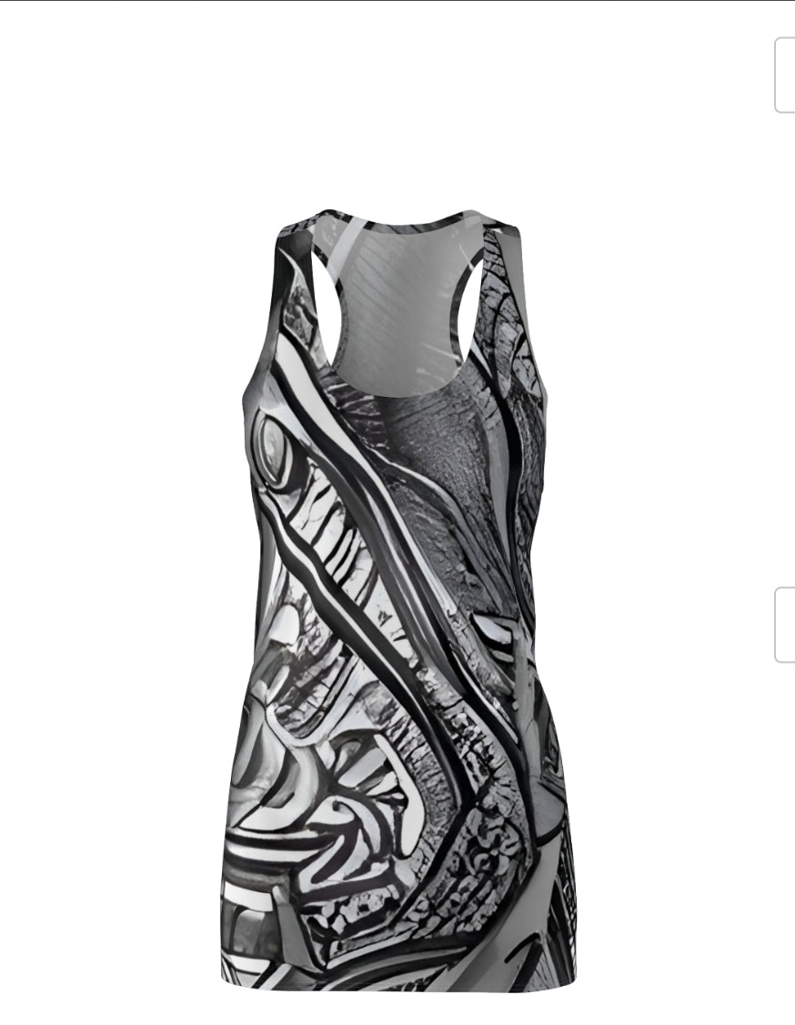 R&RH Women's Black White Racerback Dress