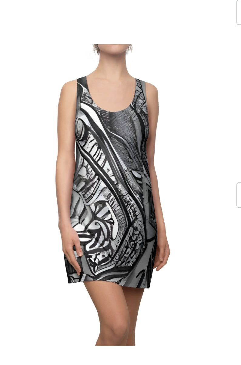 R&RH Women's Black White Racerback Dress