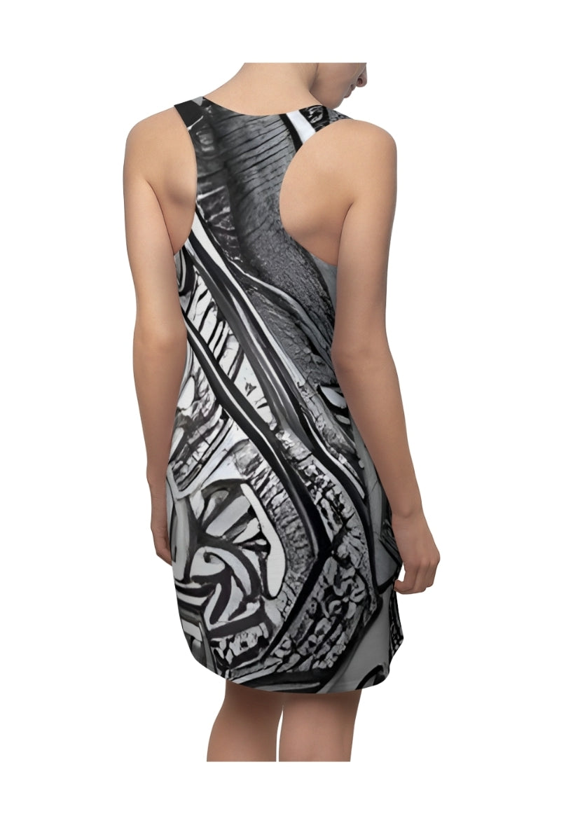 R&RH Women's Black White Racerback Dress