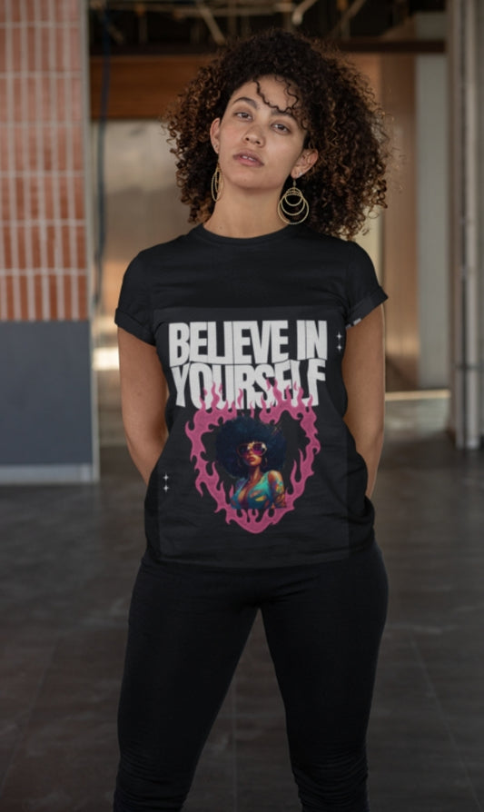 R&RH Womens Believe in Yourself Black T-shirt