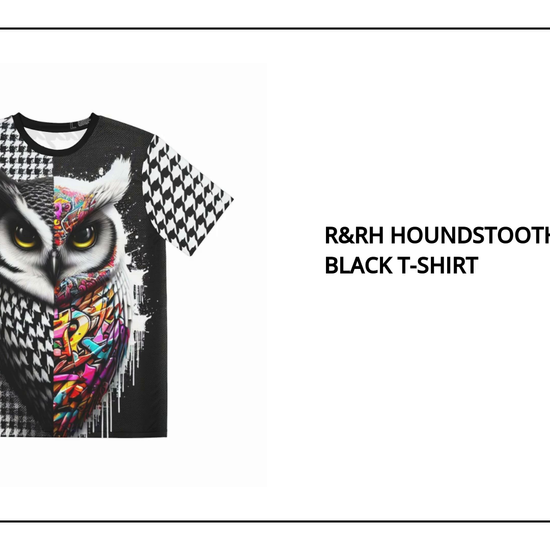 R&amp;RH Houndstooth Owl Men&#039;s Black T-Shirt by@Outfy