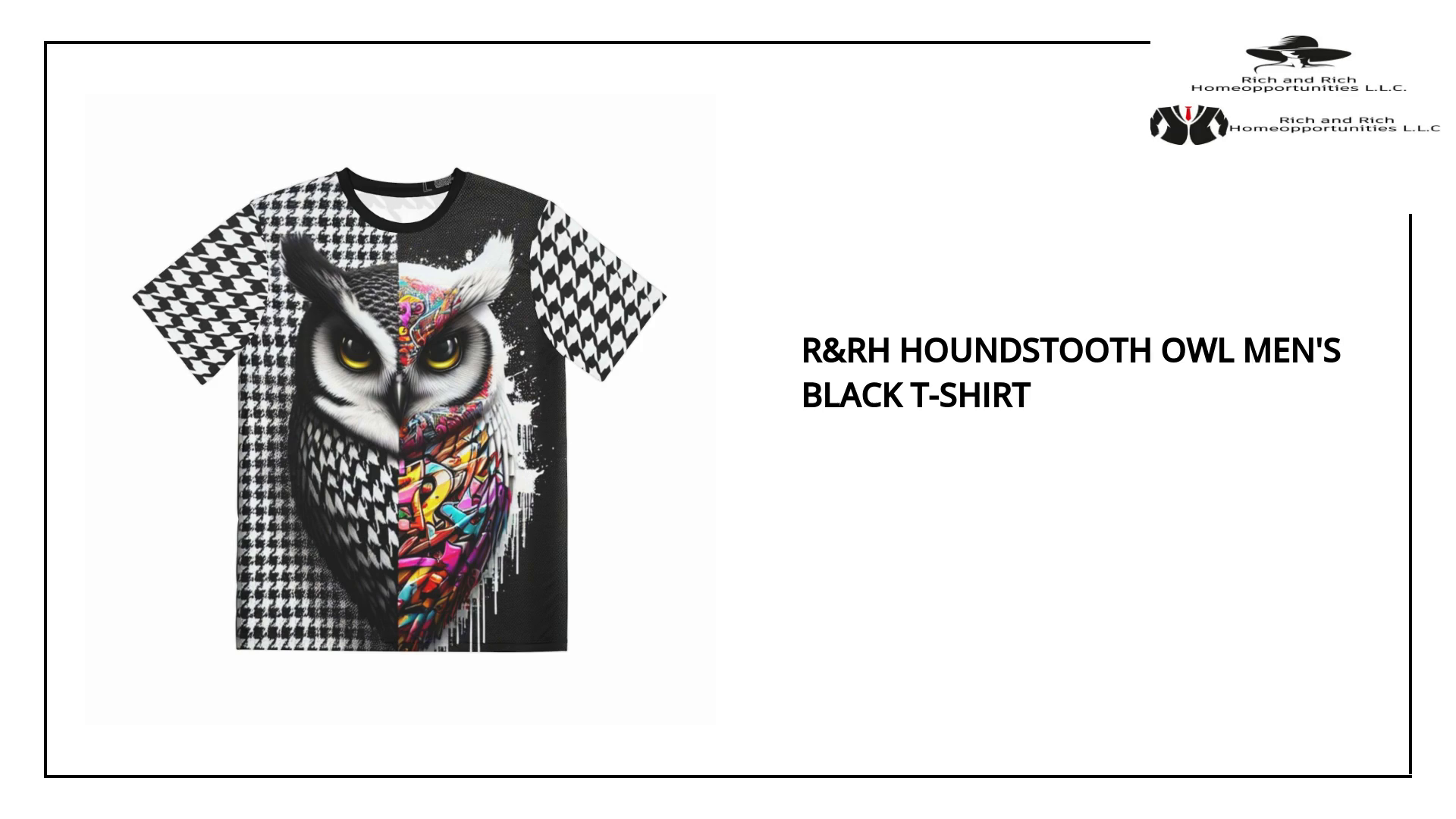 R&amp;RH Houndstooth Owl Men&#039;s Black T-Shirt by@Outfy