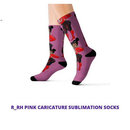 R_RH Pink Caricature Sublimation Socks by@Outfy