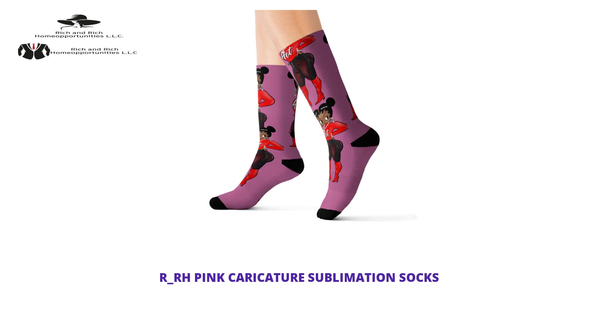 R_RH Pink Caricature Sublimation Socks by@Outfy