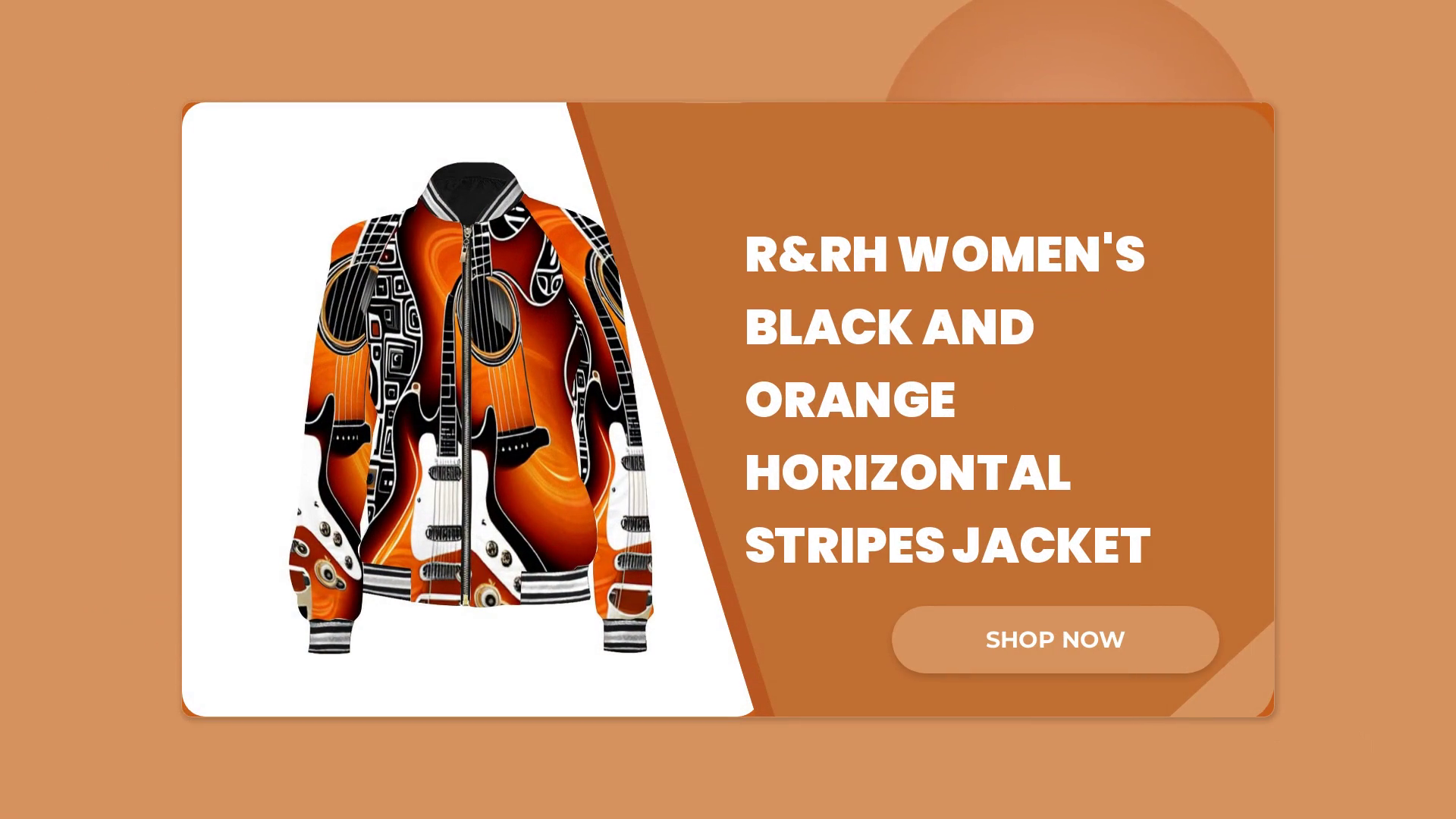 R&amp;RH Women&#039;s Black and Orange Horizontal Stripes Jacket by@Outfy