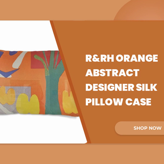 R&amp;RH Orange Abstract Designer Silk Pillow Case by@Outfy