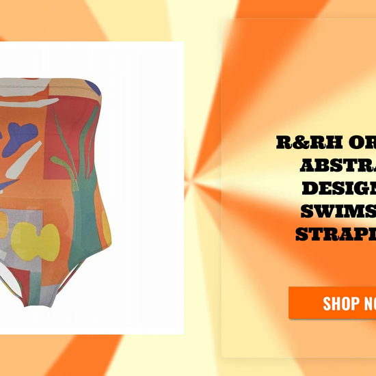 R&amp;RH Orange Abstract Designer Swimsuit Strapless by@Outfy