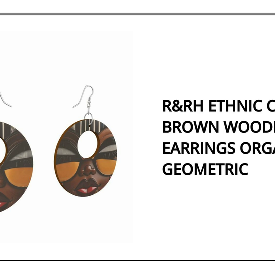 R&amp;RH Ethnic Caricature Brown Wooden Earrings Organic Geometric by@Outfy