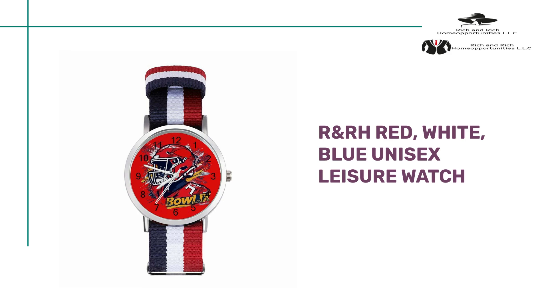 R&amp;RH Red, White, Blue Unisex leisure Watch by@Outfy