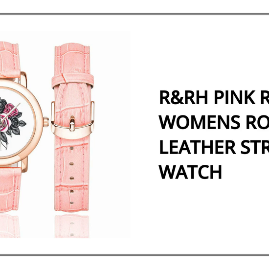 R&amp;RH Pink Roses Womens Rose Gold Leather Strap Watch by@Outfy