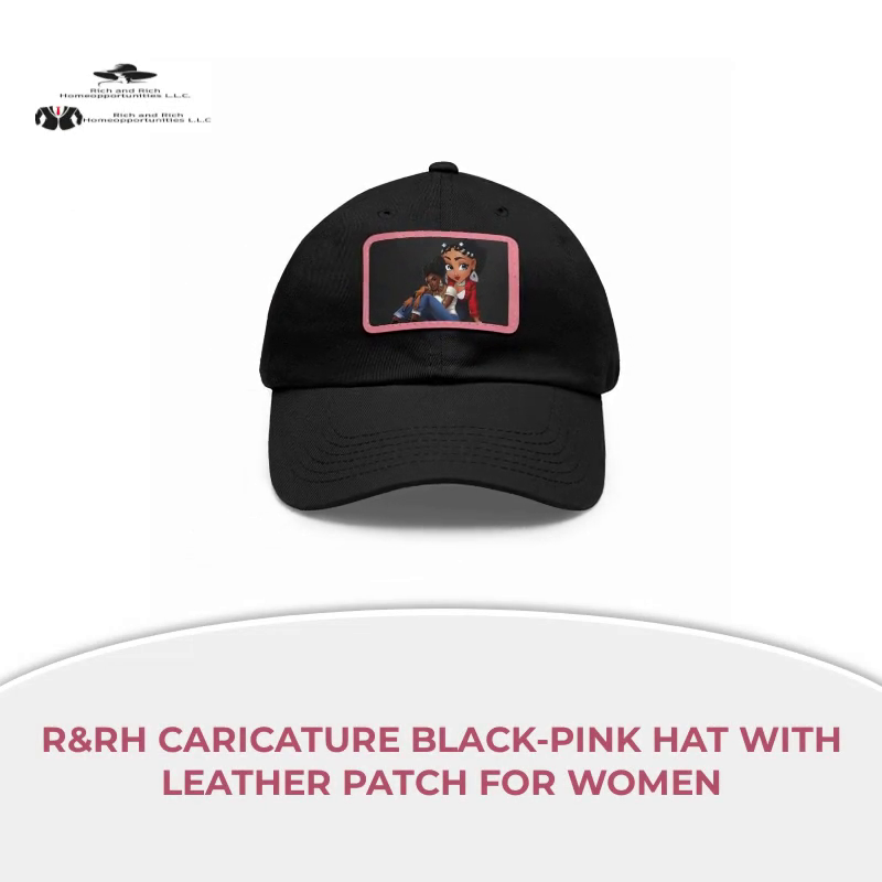 R&amp;RH Caricature Black-Pink Hat with Leather Patch For Women by@Outfy