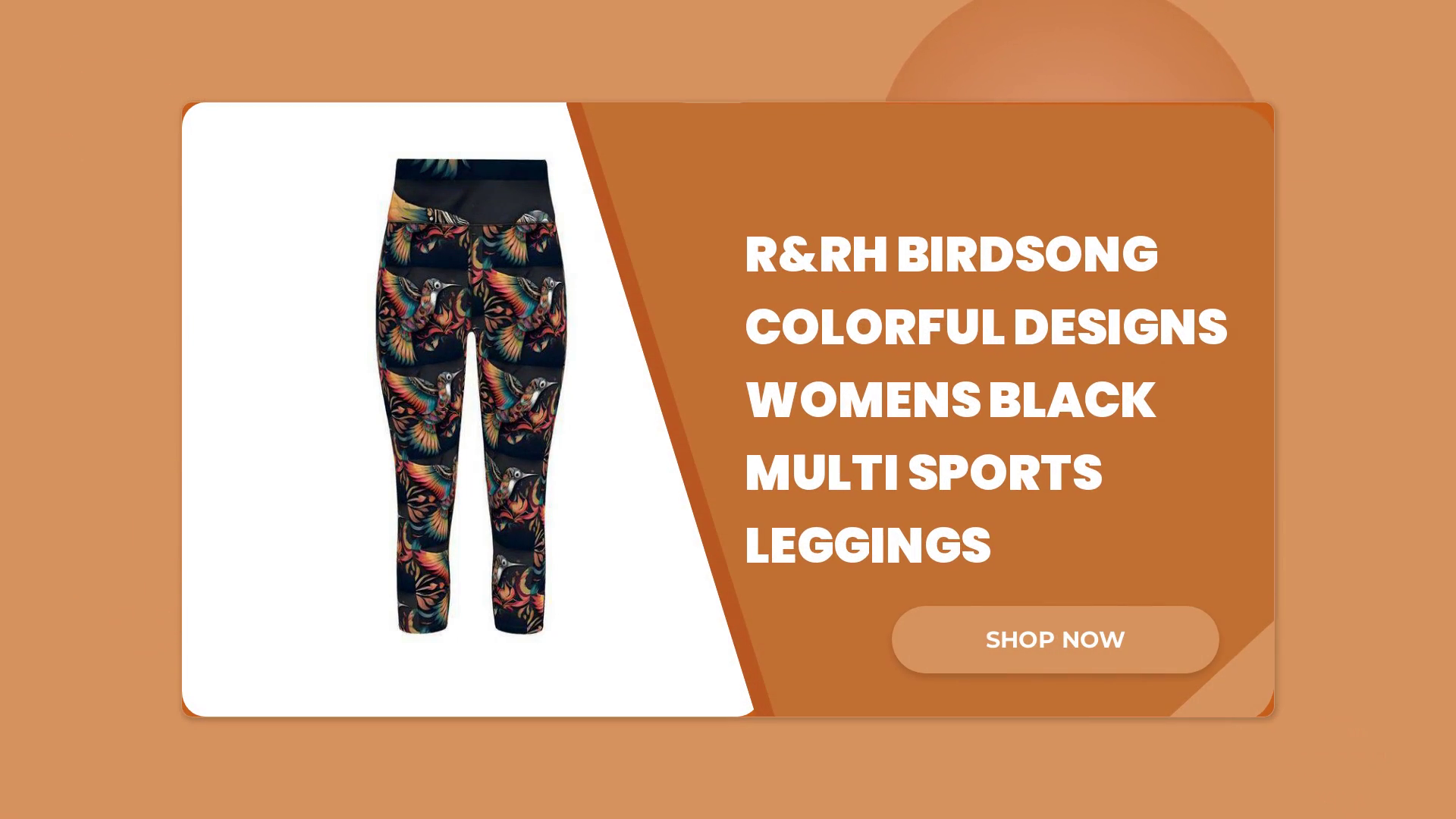 R&amp;RH Birdsong Colorful Designs Womens Black Multi Sports Leggings by@Outfy