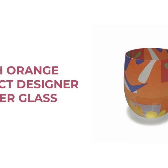 R&amp;RH Orange Abstract Designer Water Glass by@Outfy