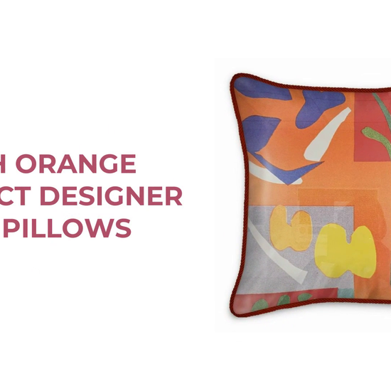 R&amp;RH Orange Abstract Designer Silk Pillows by@Outfy