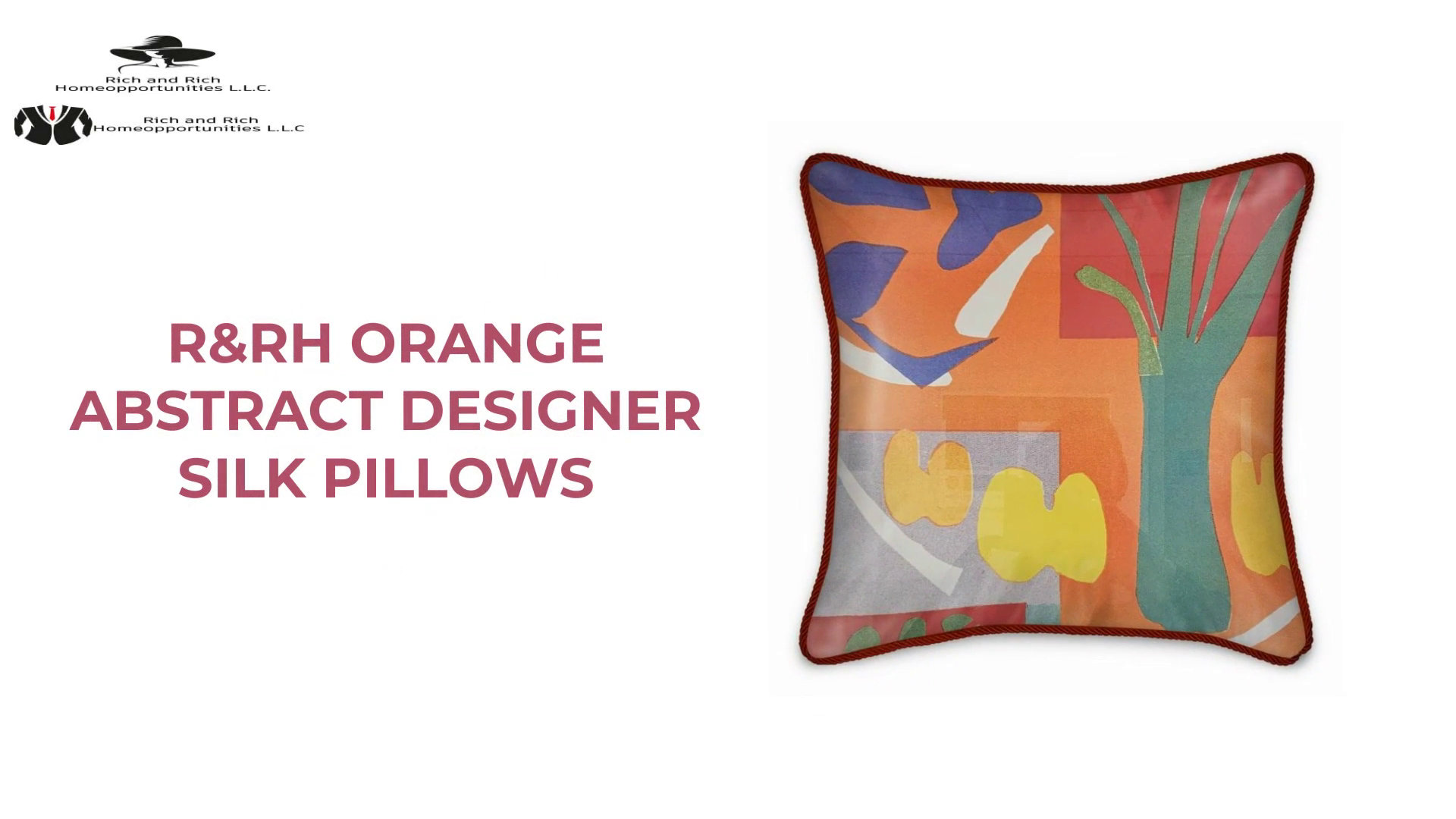 R&amp;RH Orange Abstract Designer Silk Pillows by@Outfy