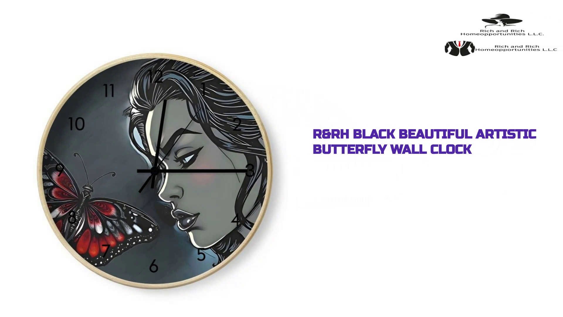 R&amp;RH Black Beautiful Artistic Butterfly Wall Clock by@Outfy