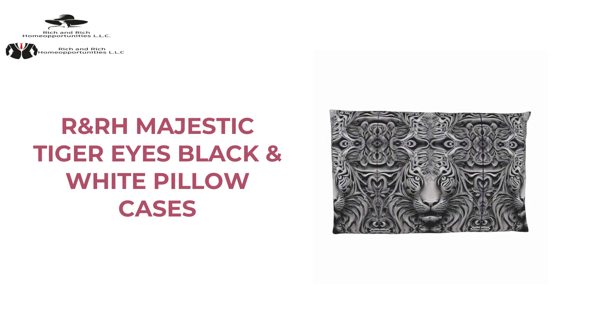 R&amp;RH Majestic Tiger Eyes Black &amp; White Pillow Cases by@Outfy