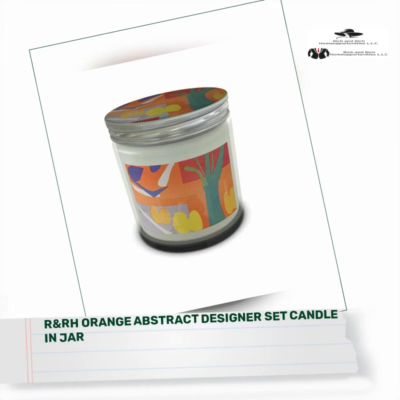 R&amp;RH Orange Abstract Designer Set Candle in Jar by@Outfy