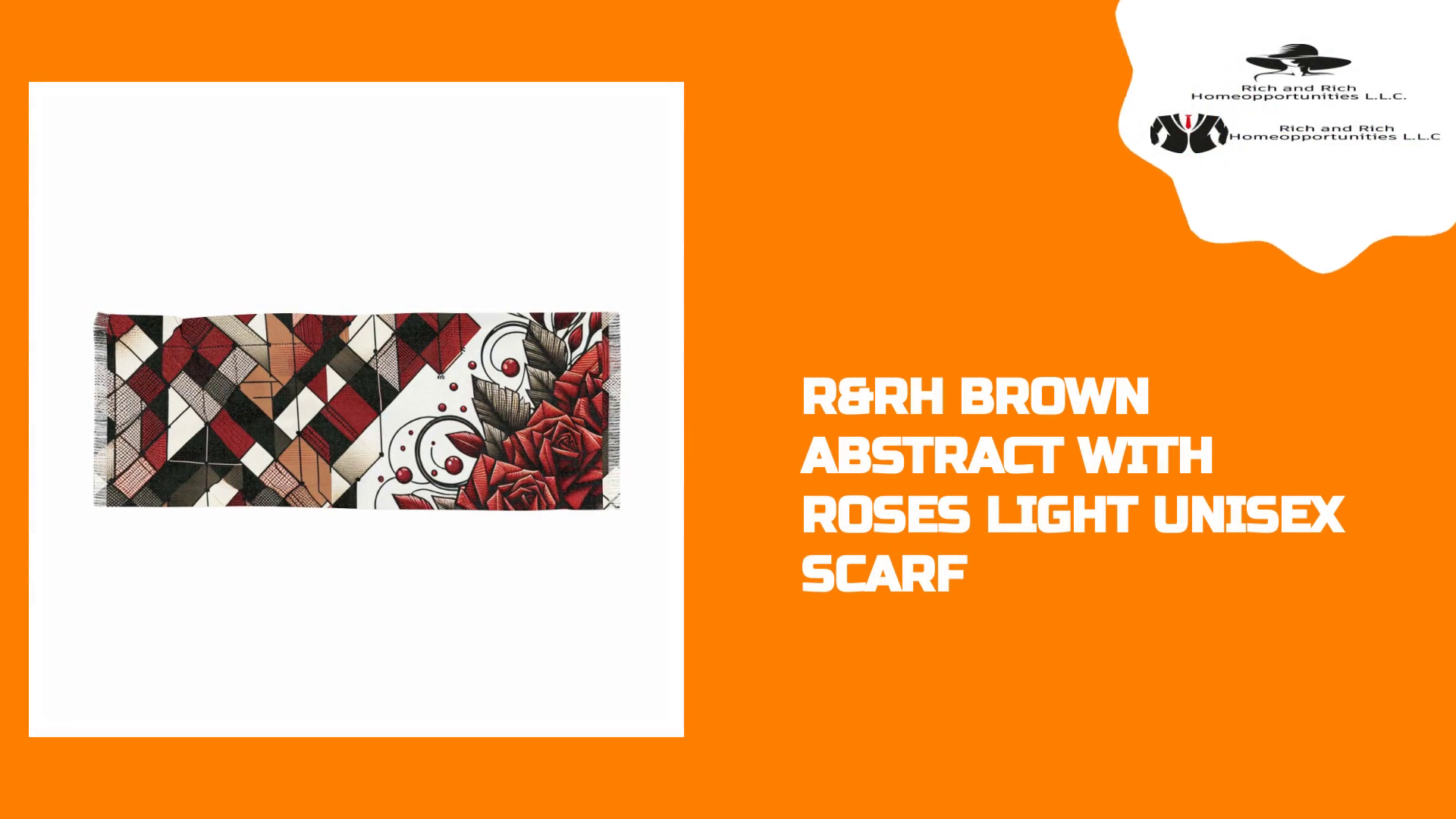 R&RH Brown Abstract With Roses Light Unisex Scarf by@Outfy