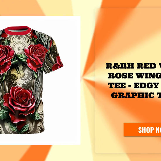 R&amp;RH Red Vibrant Rose Wing Unisex Tee - Edgy Floral Graphic T-Shirt by@Outfy