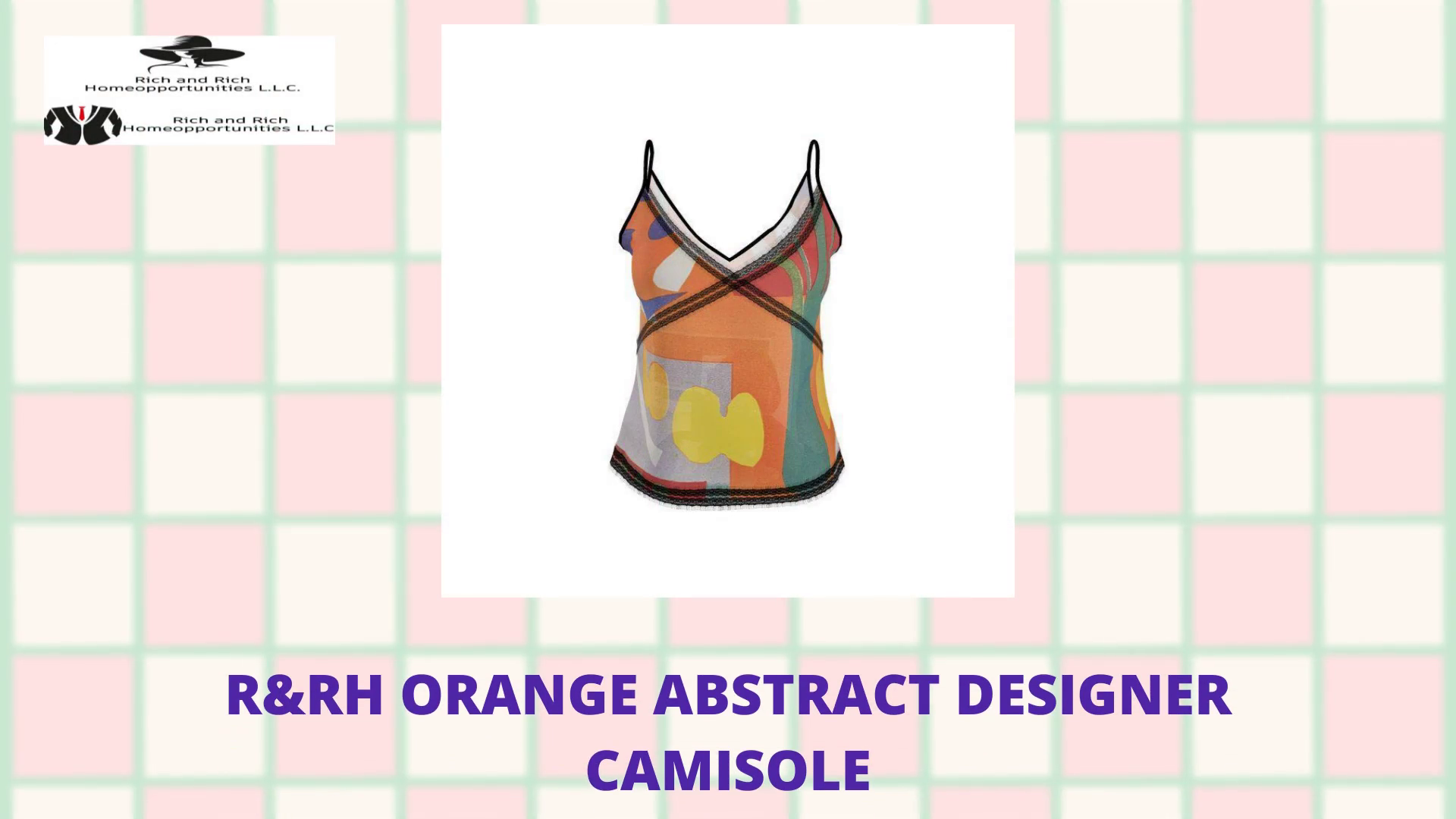 R&amp;RH Orange Abstract Designer Camisole by@Outfy