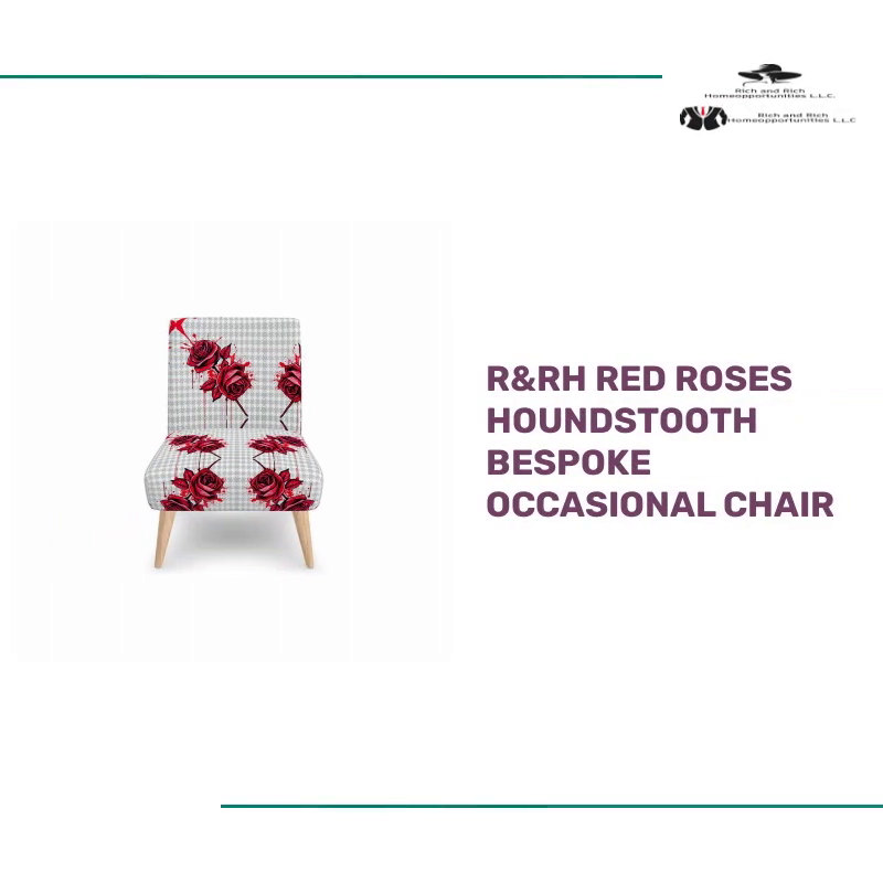 R&amp;RH Red Roses Houndstooth Bespoke Occasional Chair by@Outfy