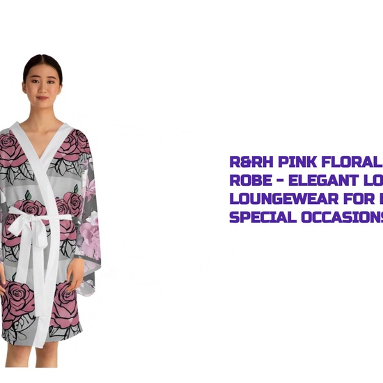 R&amp;RH Pink Floral Kimono Womens Robe - Elegant Long Sleeve Loungewear for Relaxation or Special Occasions by@Outfy