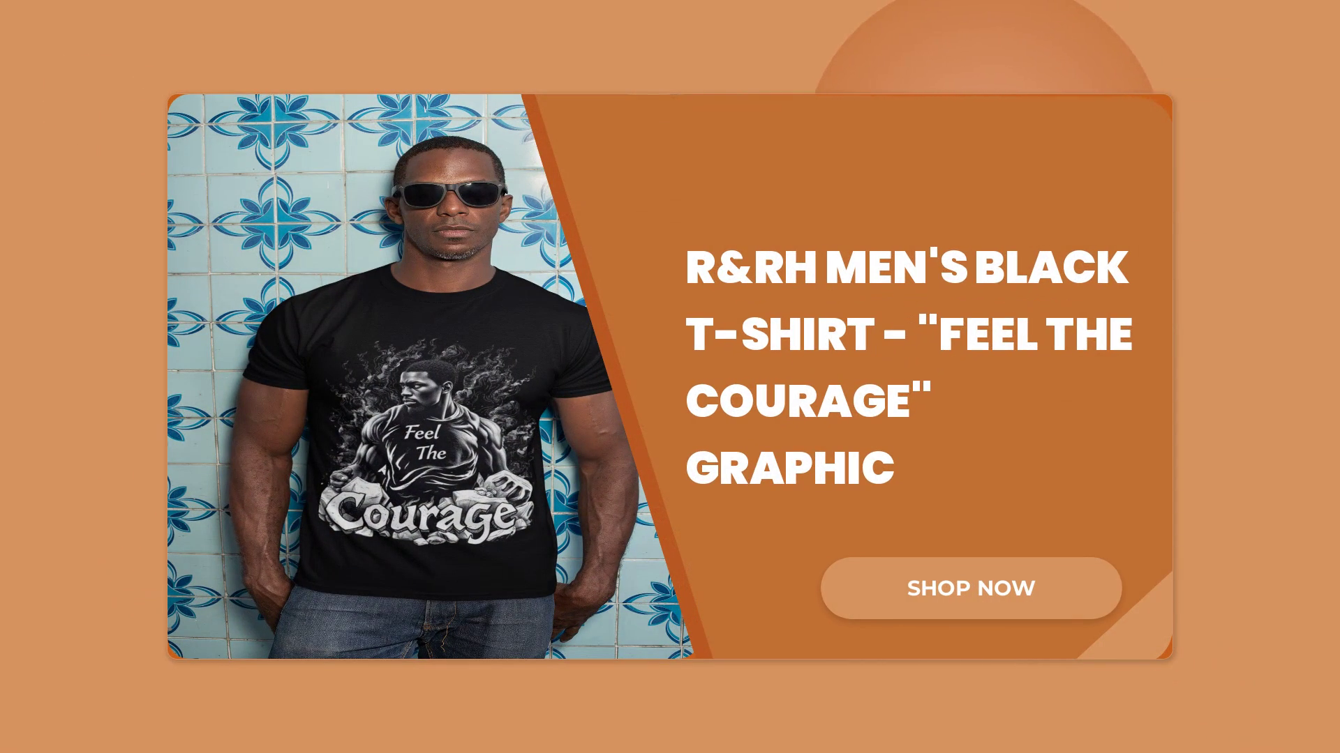 R&amp;RH Men&#039;s Black T-Shirt - &quot;Feel the Courage&quot; Graphic by@Outfy