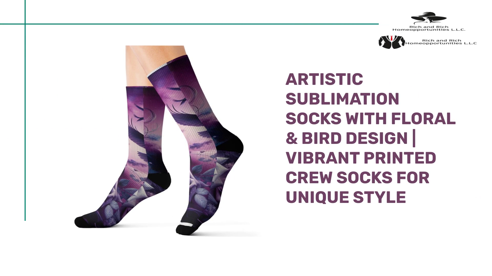 Artistic Sublimation Socks with Floral &amp; Bird Design | Vibrant Printed Crew Socks for Unique Style by@Outfy