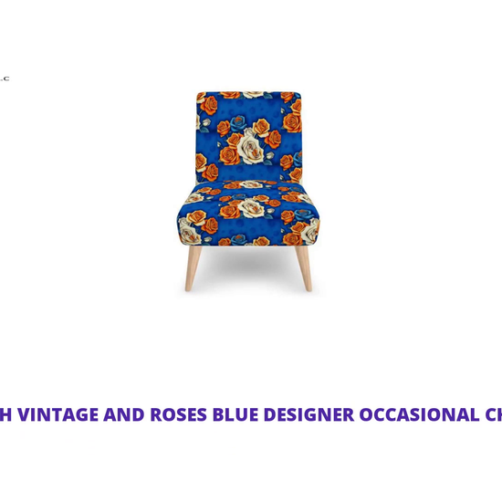 R&amp;RH Vintage and Roses Blue Designer Occasional Chair by@Outfy