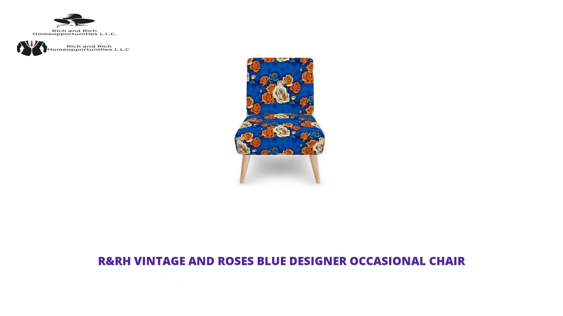 R&amp;RH Vintage and Roses Blue Designer Occasional Chair by@Outfy