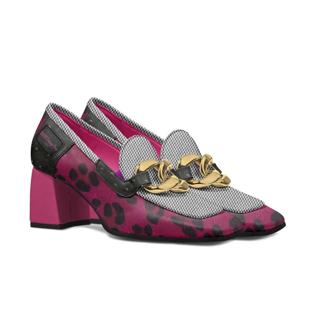 R_RH Vintage DuoRetro Luxe Magenta and Black Heel