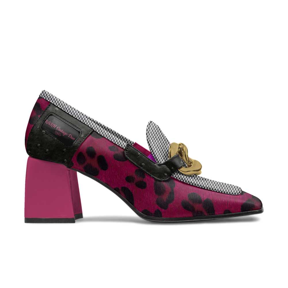 R_RH Vintage DuoRetro Luxe Magenta and Black Heel - Rich and Rich Homeopportunities 