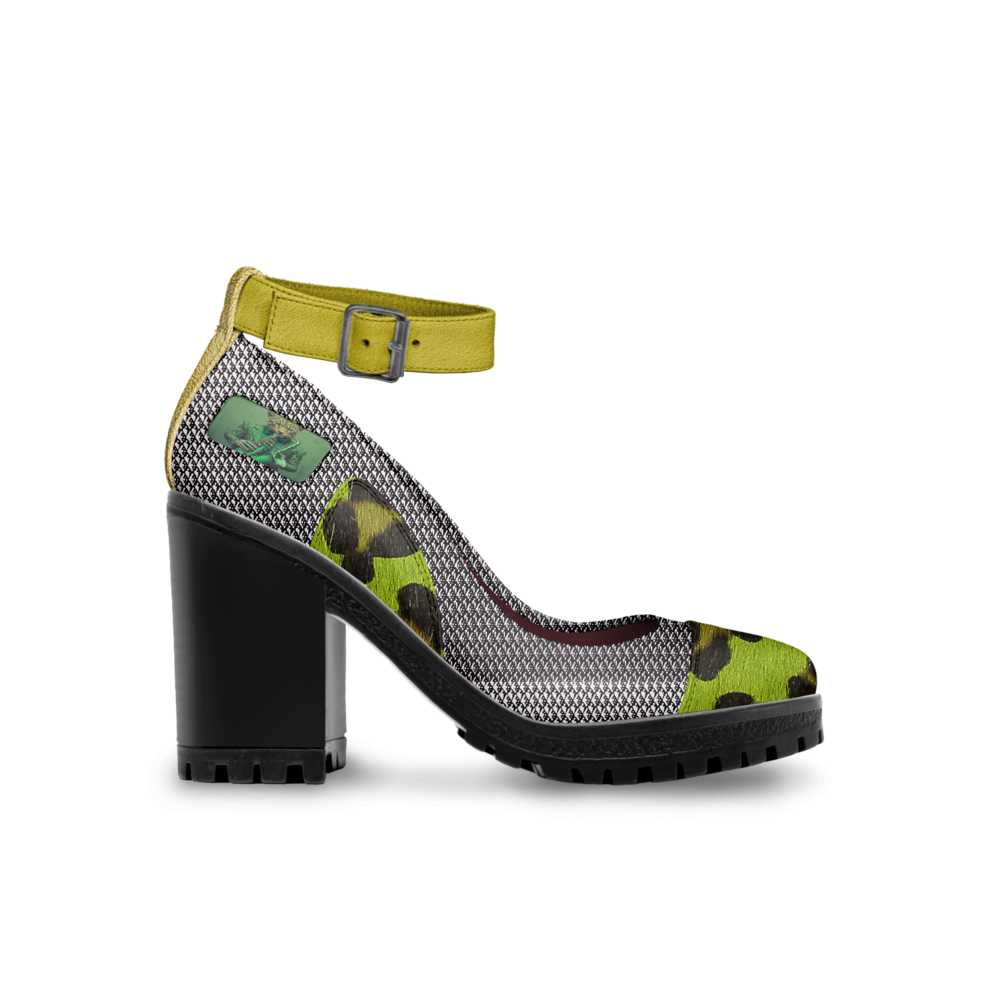 R&RHJazzy Ankle Strap Womens Lime Green Heel