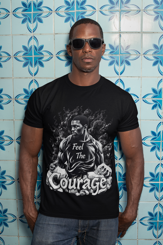 R&RH Men's Black T-Shirt - "Feel the Courage" Graphic