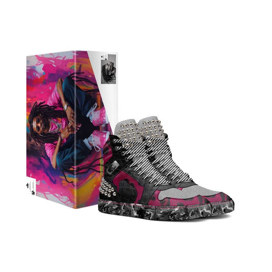 R&RH Utopiamania Black and Magenta Men's Spike High Top Boot - Rich and Rich Homeopportunities 