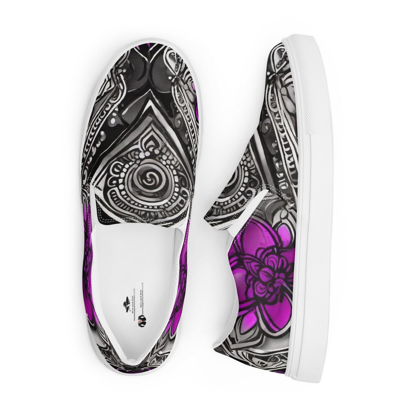 R_RH Abstract black & purple  women’s slip-on canvas shoes