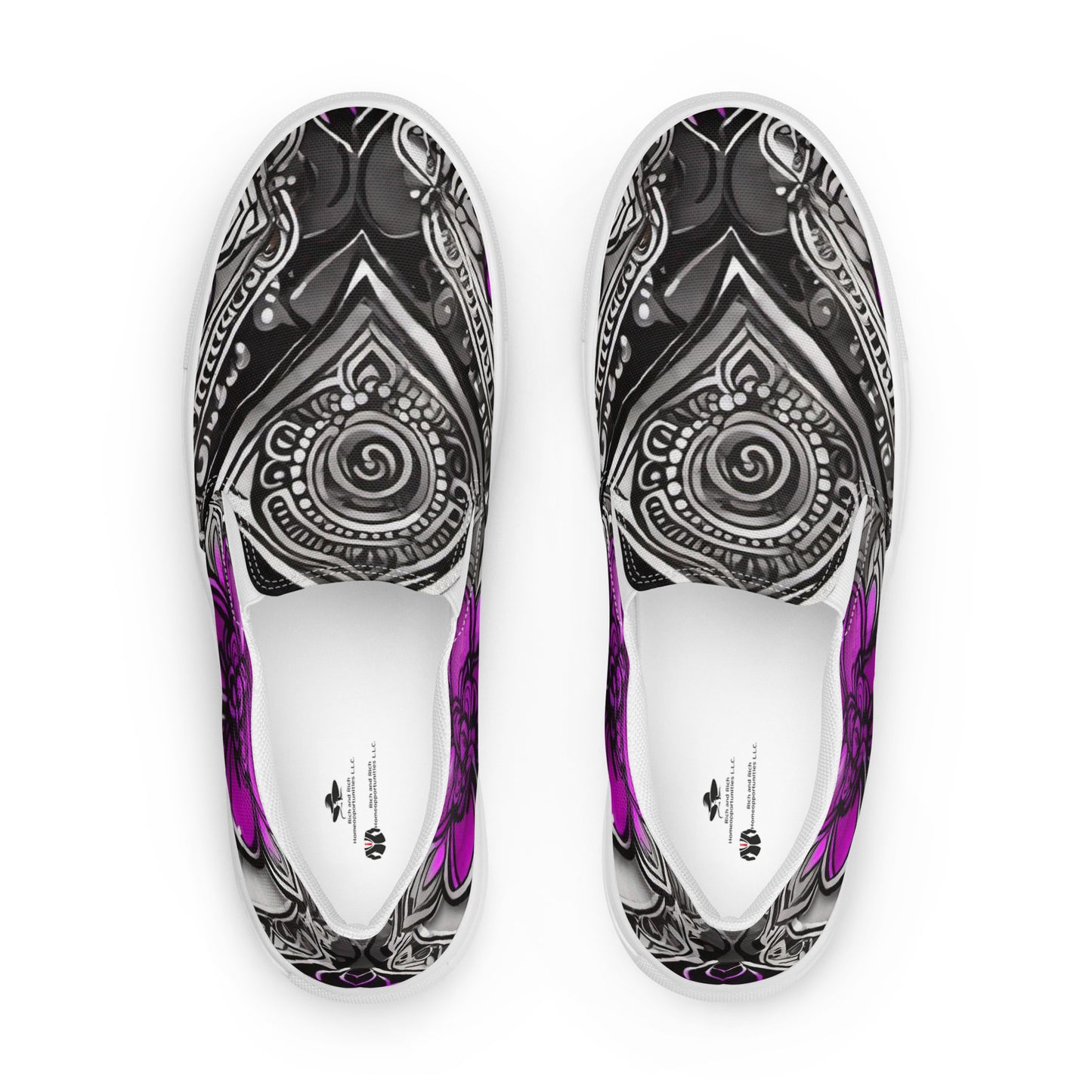 R_RH Abstract black & purple  women’s slip-on canvas shoes