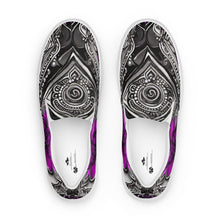 Load image into Gallery viewer, R&amp;RH Abstract black &amp; purple  women’s slip-on canvas shoes
