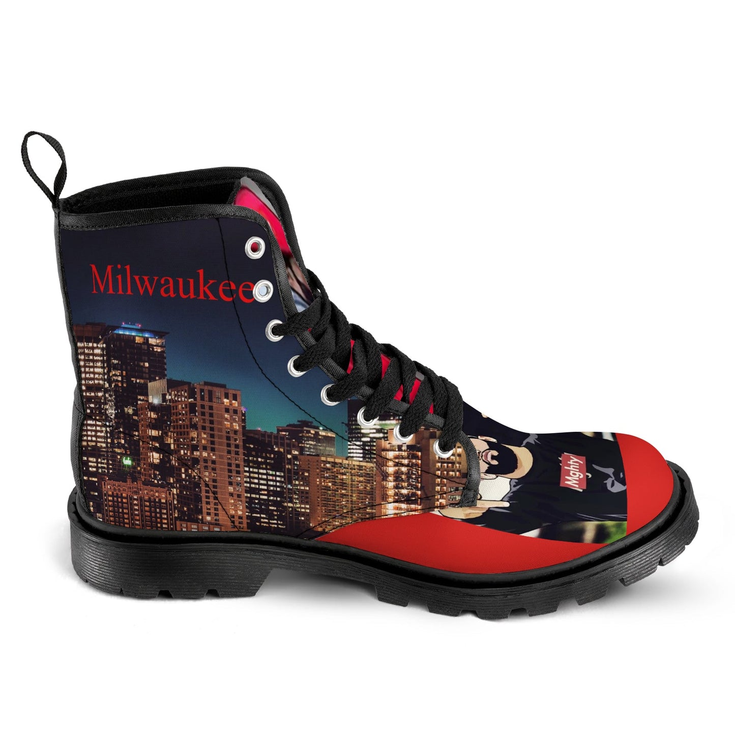 R&RH Red and Black Men's Lace Up Hightop Canvas Shoe