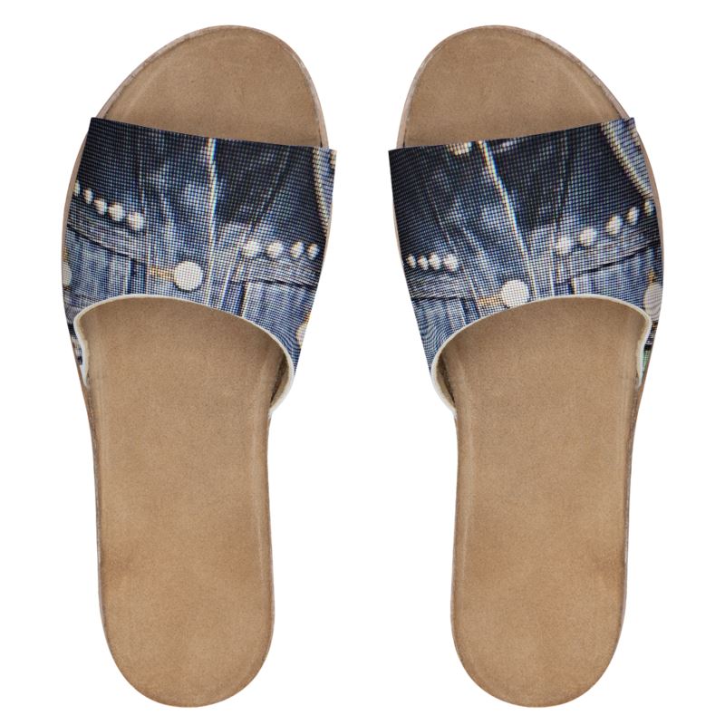 R_RH Womens Jean Look Leather Sliders